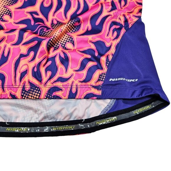 Nishiki Womens Specific Floral Cycling Jersey Pink Purple Short Sleeve sz M - Picture 3 of 9